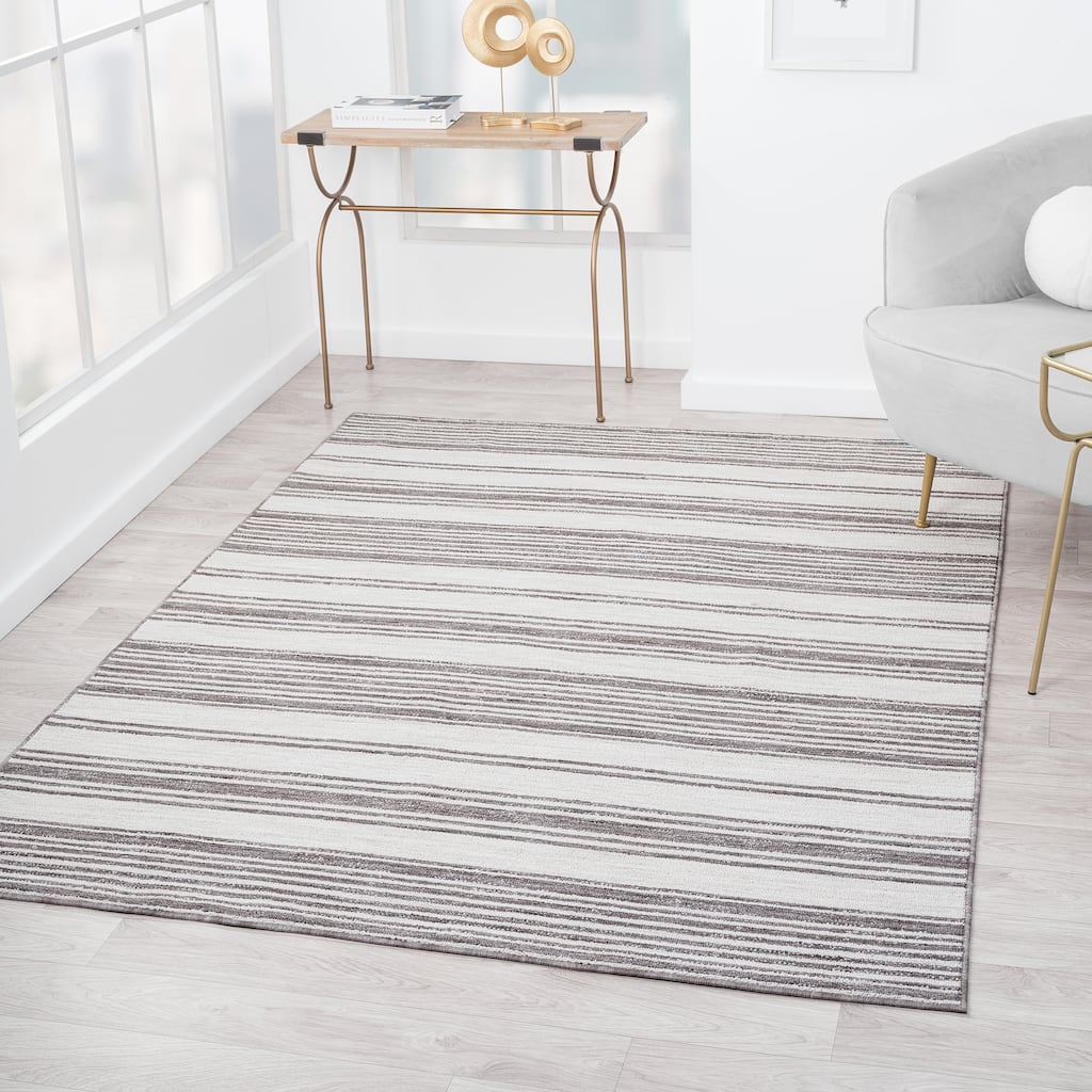 Wron Contemporary Striped Indoor/Outdoor Area Rug by Sevita