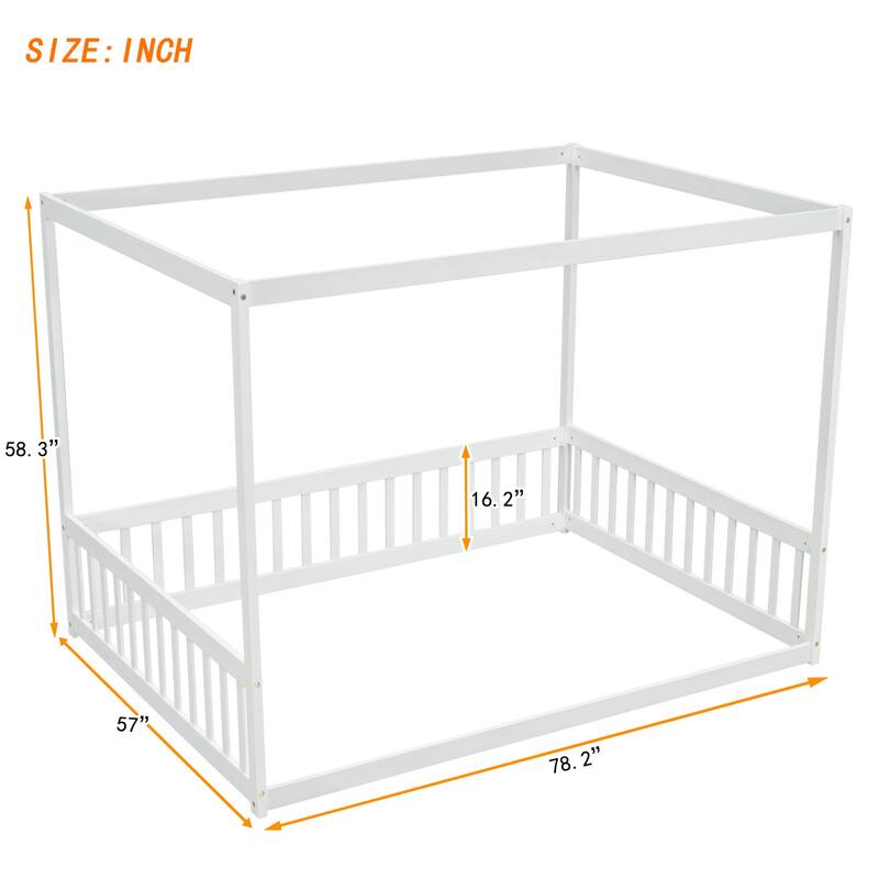 Canopy frame floor bed
