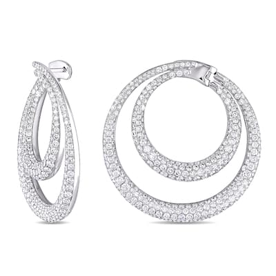 Miadora 5.92ct TDW Double Hoop Earrings in 18k White Gold