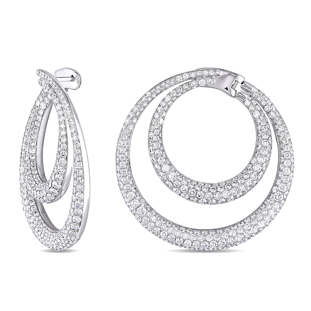 Miadora 5.92ct TDW Double Hoop Earrings in 18k White Gold