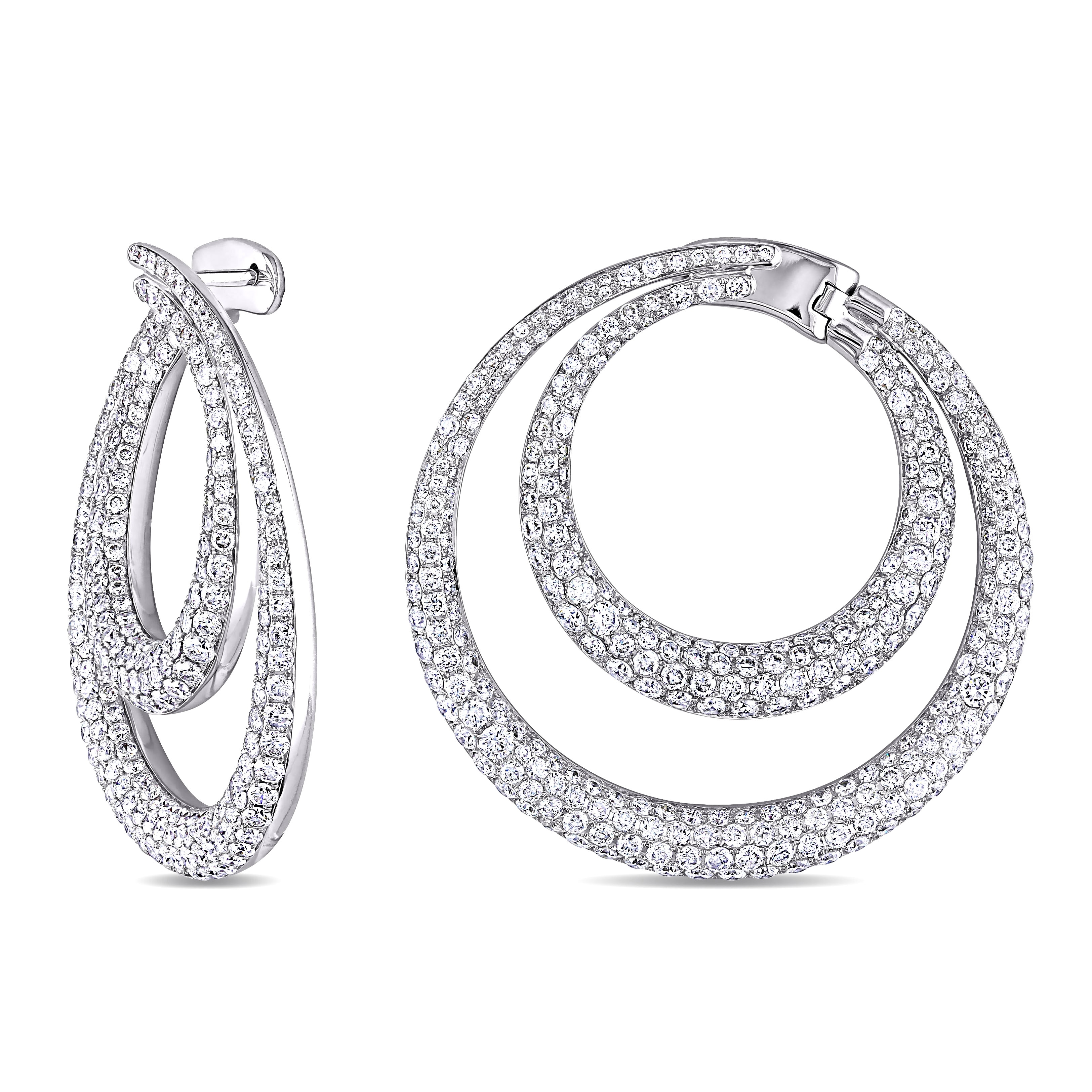 Miadora 5.92ct TDW Double Hoop Earrings in 18k White Gold
