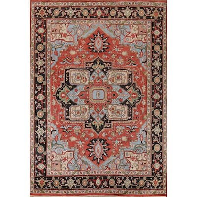Heriz Serapi Oriental Area Rug Hand-Knotted Wool Carpet - 8'11" x 12'1"