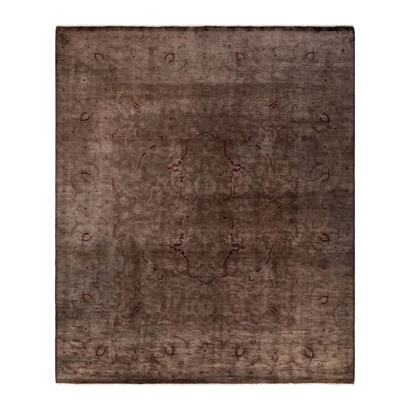 Overton Hand Knotted Wool Vintage Inspired Modern Contemporary Overdyed Brown Area Rug - 8' 3" x 9' 10"