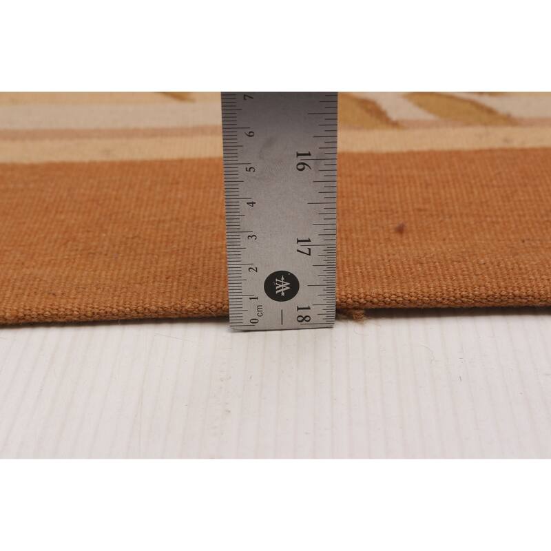 ECARPETGALLERY Flat-Weave Dynasty Ivory Wool Tapestry Kilim - 9'10 x 14'0