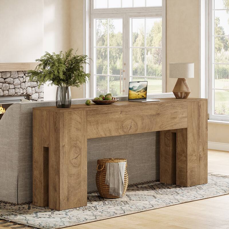 71-Inch Long Console Table for Entryway, Living Room, Rustic Brown - 70.86" L x 13.78" W x 32.3" H