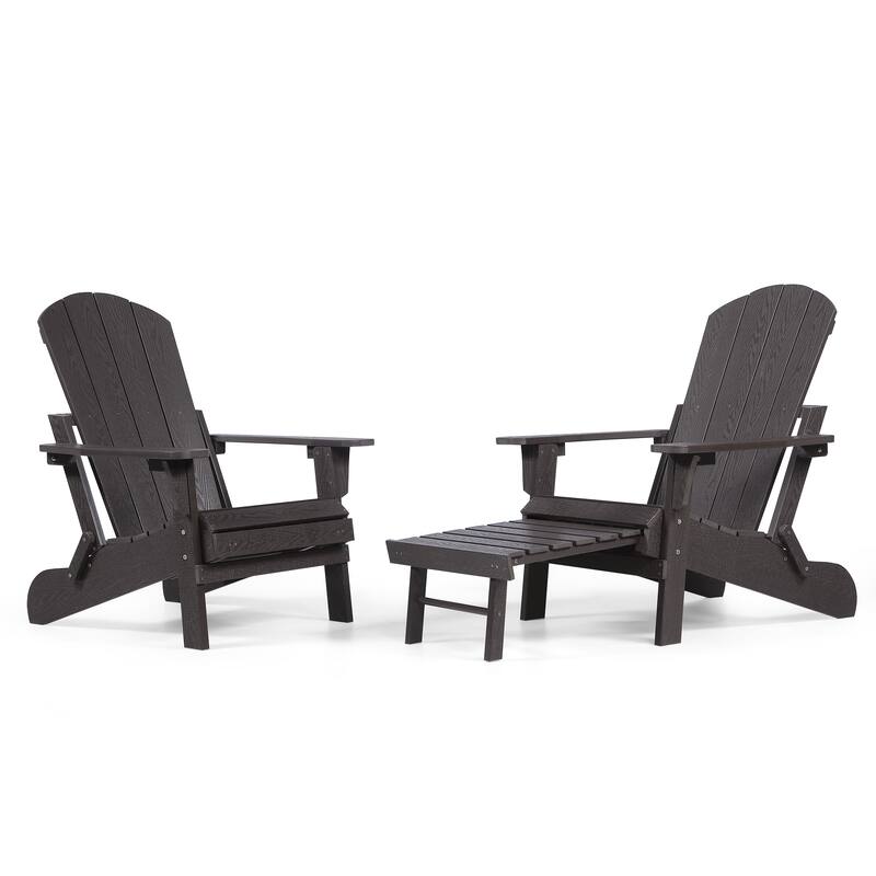 Seaton Folding Poly Adirondack Chair with Pull-out Ottoman, Set of 2