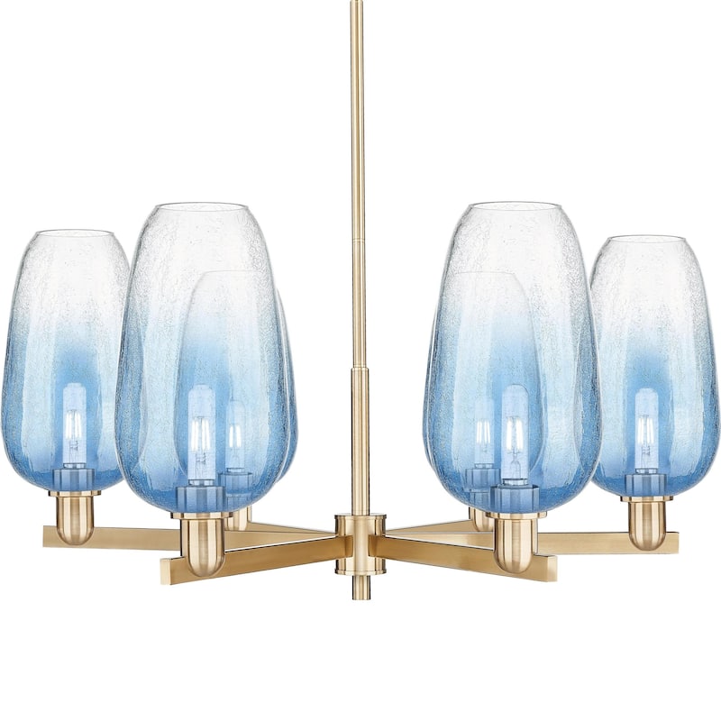 Innovations Lighting 716-6CR-17-24 Brookhaven Flute Chandelier - Champagne Bronze / Sapphire Blue