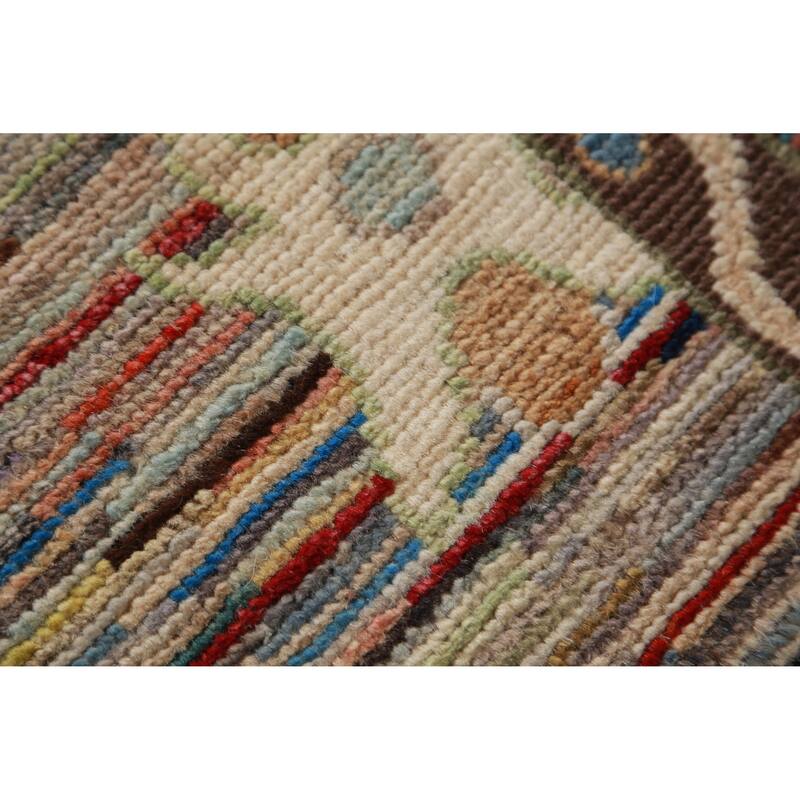 Handmade Vegetable Dye Oushak Turkish Runner Rug Floral Wool Carpet - 2'6" x 19'11"