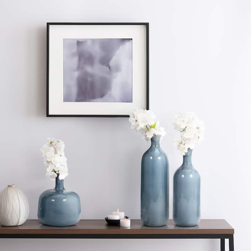 Sagebrook Home Modern Glass Vases with Artistic Swirl Design, Elegant Decorative Accent Set of 3