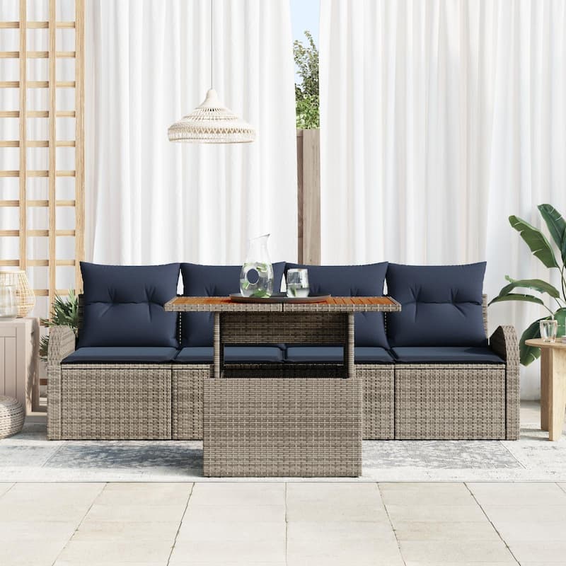 vidaXL 5 Piece Garden Sofa Set with Cushions - 92.1×24.4×27.2