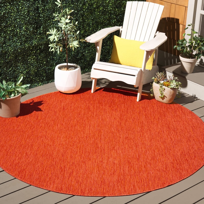 SAFAVIEH Beach House Umbra Transitional Rug - 5'3" Round - Orange