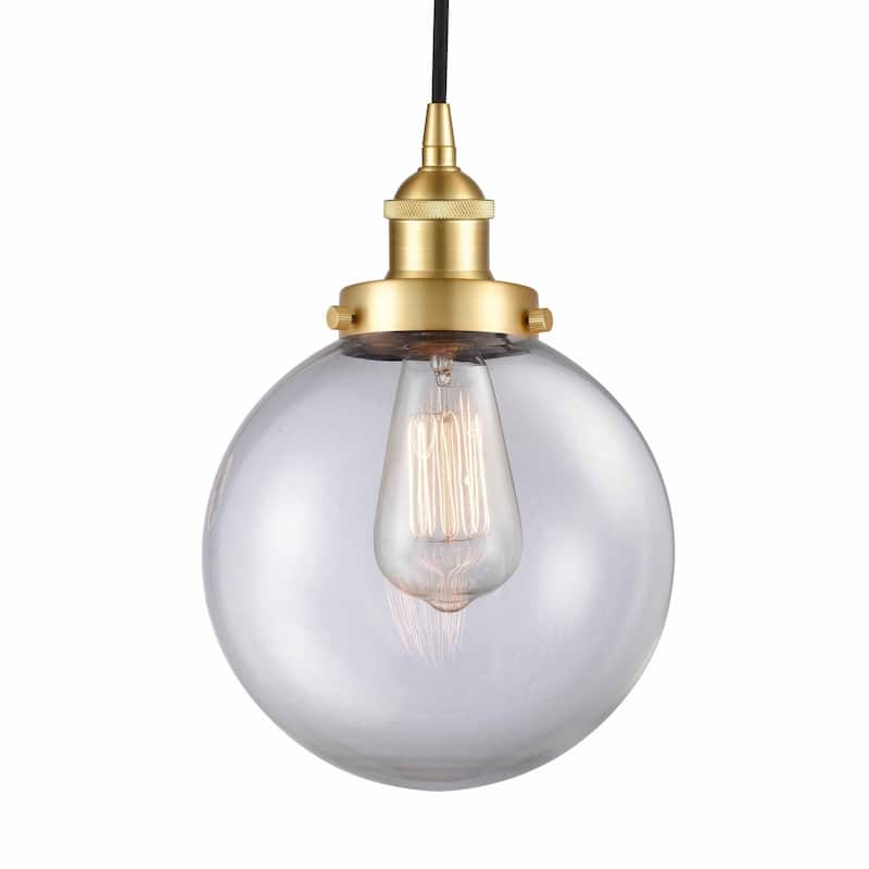 Innovations Lighting 616-1PH-12-8 Beacon Pendant Beacon 8" Wide Mini - Satin Gold / Clear