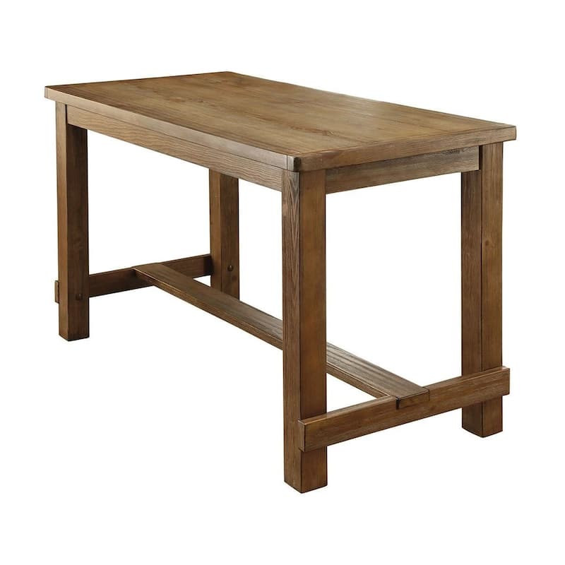 Bega 5pc Bar Height Table and Chair Set, Ivory Linen, Rustic Oak Wood
