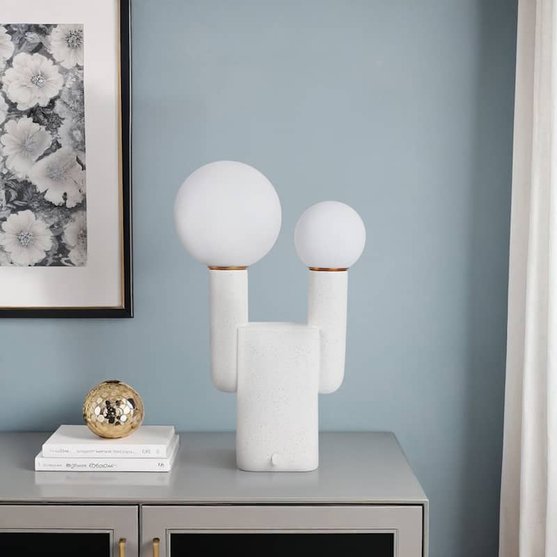 Metal Table Lamp Double Globe Sculptural Minimalist Modern Accent