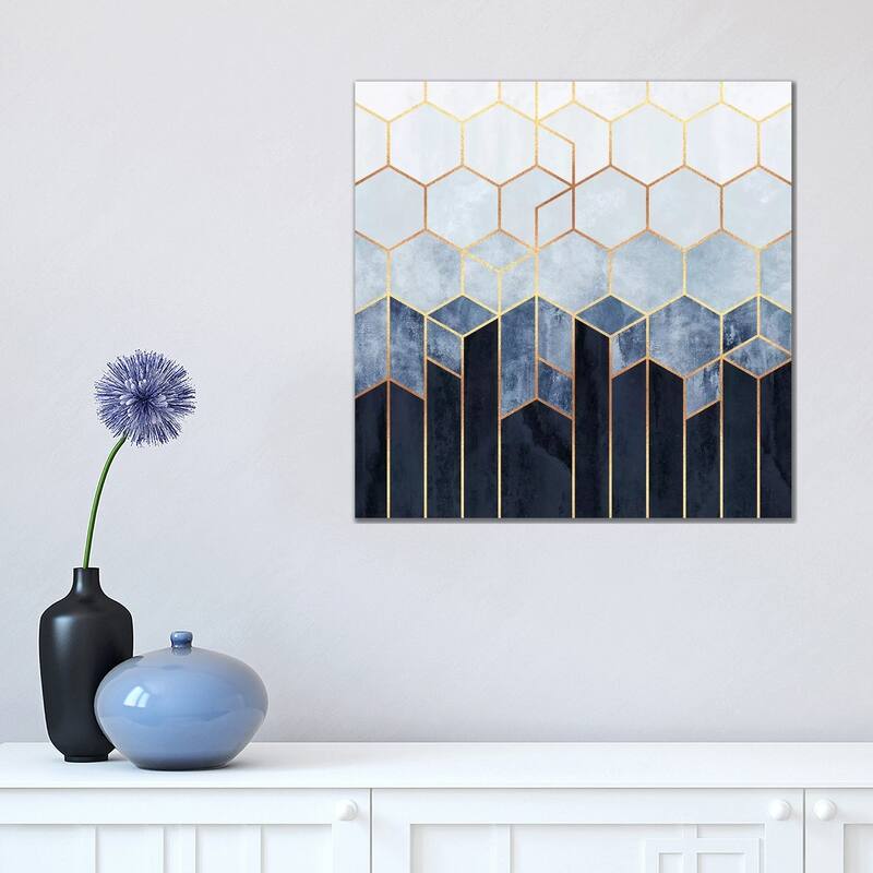 iCanvas 'Soft Blue Hexagons' by Elisabeth Fredriksson Canvas Print - 18x18x1.5