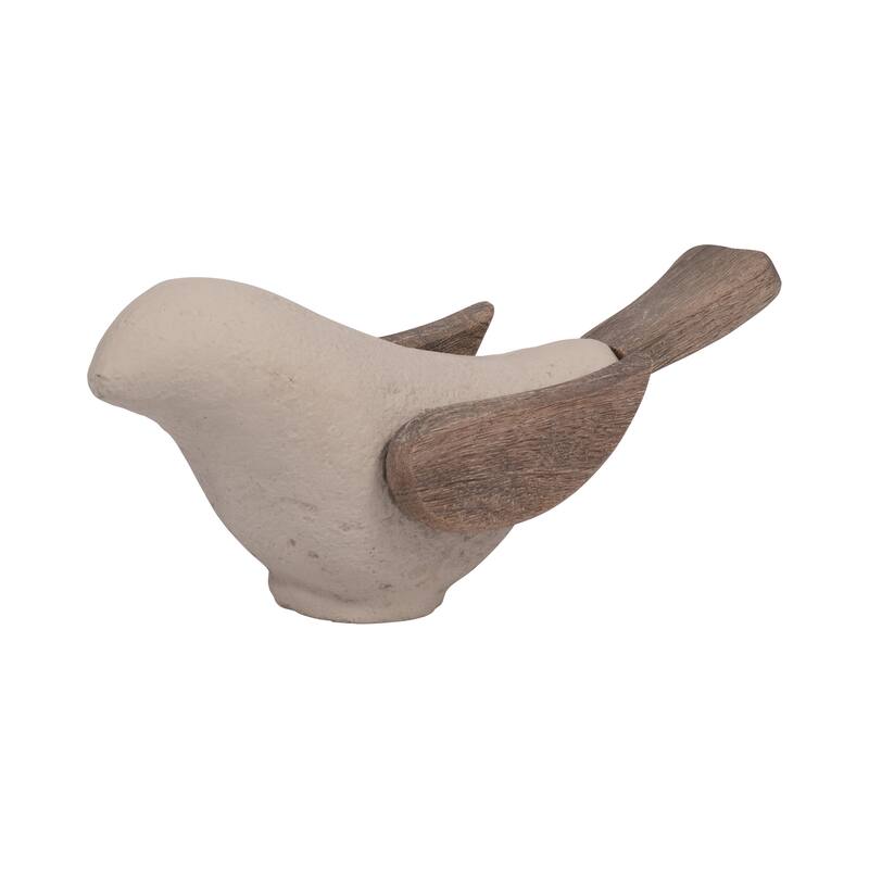 Ceramic Hand-Carved Bird Decorative Figurine - Ivory