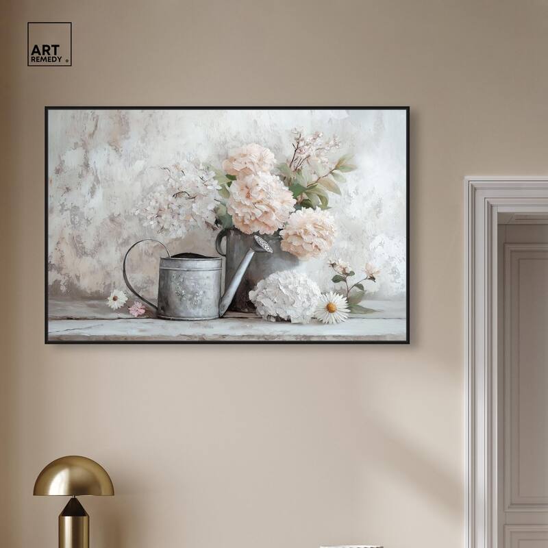 Can and White Blooms Canvas by Art Remedy