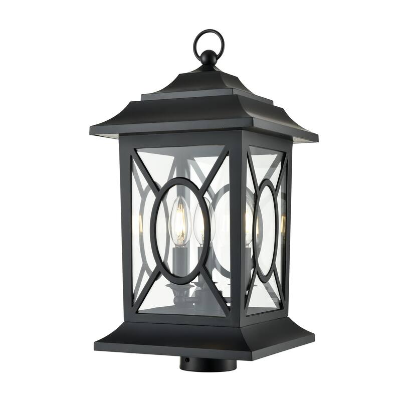 Allbert 3-Light Outdoor Post Lantern Powder Coated Black - Powder Coated Black - Powder Coated Black
