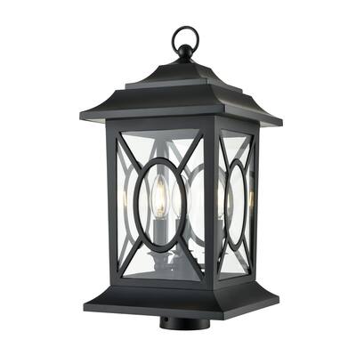 Allbert 3-Light Outdoor Post Lantern Powder Coated Black - Powder Coated Black