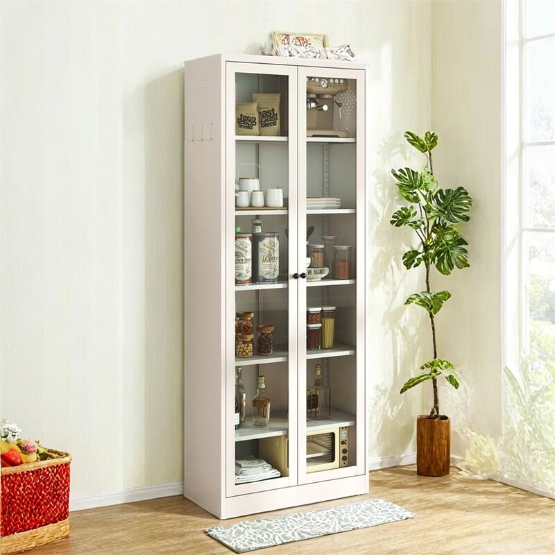 Metal Kitchen Pantry Cabinet,72" Tall Storage w/5 Adjustable Shelves