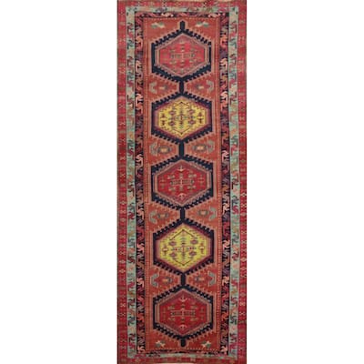 Hand Knotted Oriental 100% Wool Carpet Traditional Tribal Oranges & Rust Ardebil Runner Rug - 11' 1'' X 3' 6''