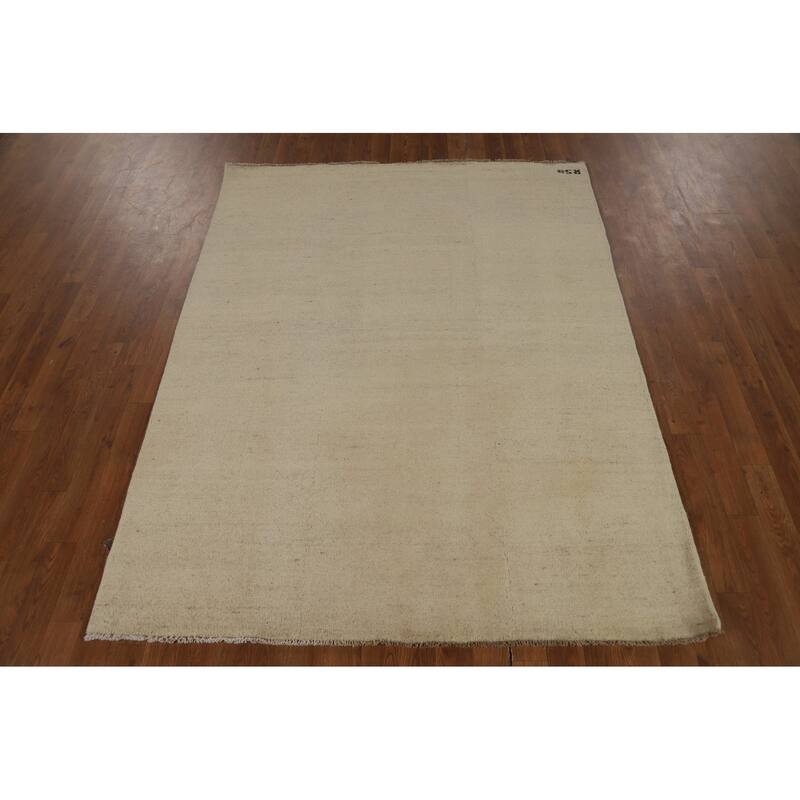 Modern Gabbeh Oriental Area Rug Handmade Solid Wool Carpet - 4'11" x 6'4"