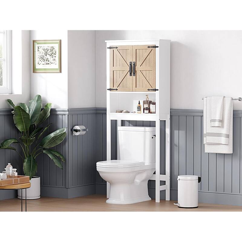 COSTARS Farmhouse Over-the-Toilet Storage Cabinet with Barn Doors