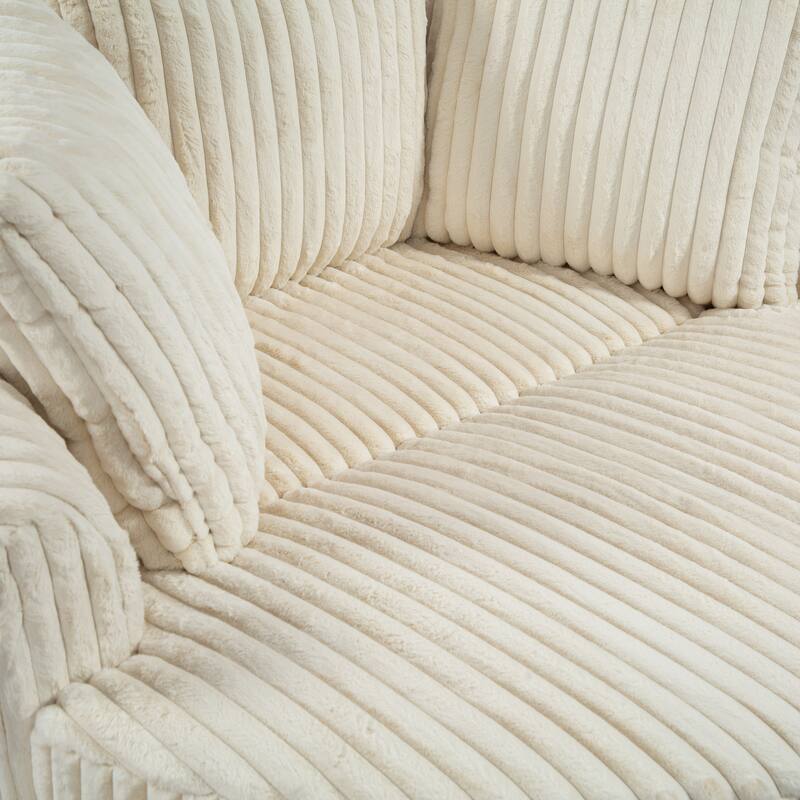 Modern Sofa Chair Round Accent Barrel Chair With 5 Pillows and Storage Ottoman