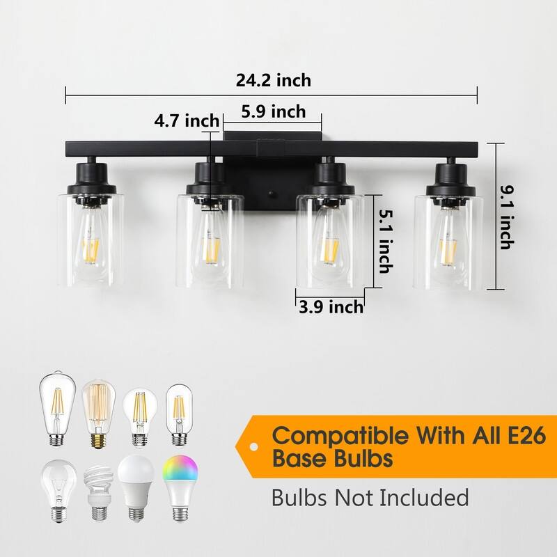 Bathroom Vanity Light With Clear Glass Shades For Vanity Mirror, Bathroom, Or Hallway
