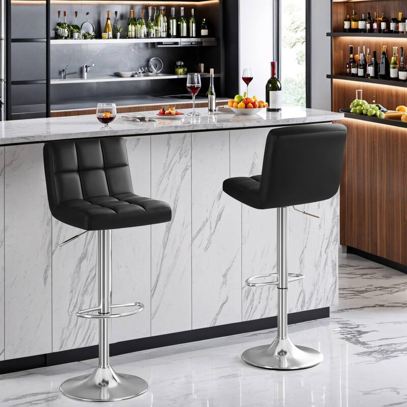Homall Adjustable PU Leather Swivel Bar Stools, Set of 4 - Black
