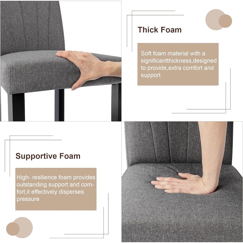 VECELO 3-Color Upholstered Dining Chairs Set with 19.5" Wide Seat 19.3" High Back Dining Chair Modern 37" Parson Chairs