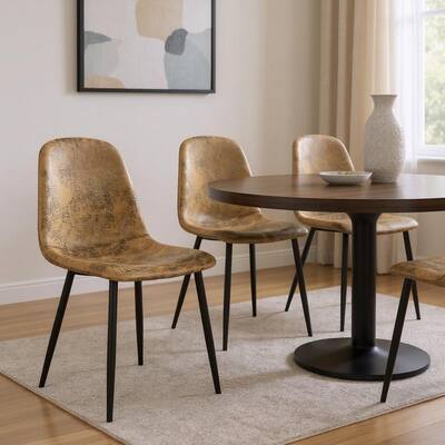 HomeRoots Set of Four Brown and Black Upholstered Suede Dining Side Chairs - 15.70 in. x 33.90 in. x 20.50 in.