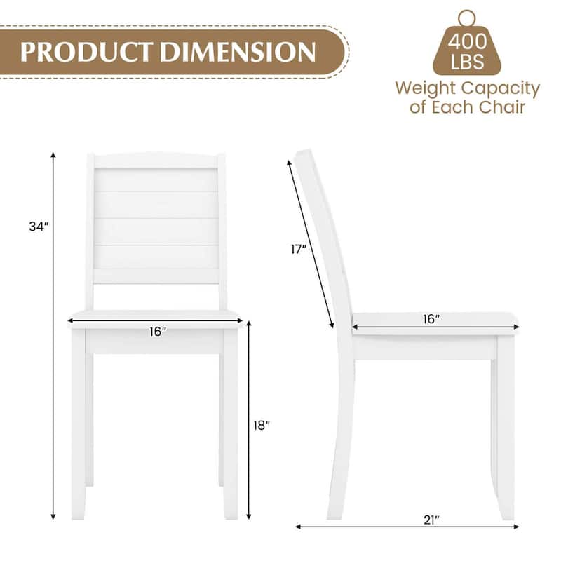 2 PCS Modern Wood Dining Chairs Armless Side Chairs w/Rubber Wood Legs