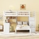 preview thumbnail 2 of 30, Full over Twin Bunk Bed with Desk & Storage Drawers, Solid Wood Bunkbed Frame with Shelves for 2 Kids/Teens/Adults