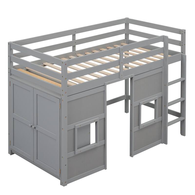 Twin Pine Loft Bed with Wardrobe