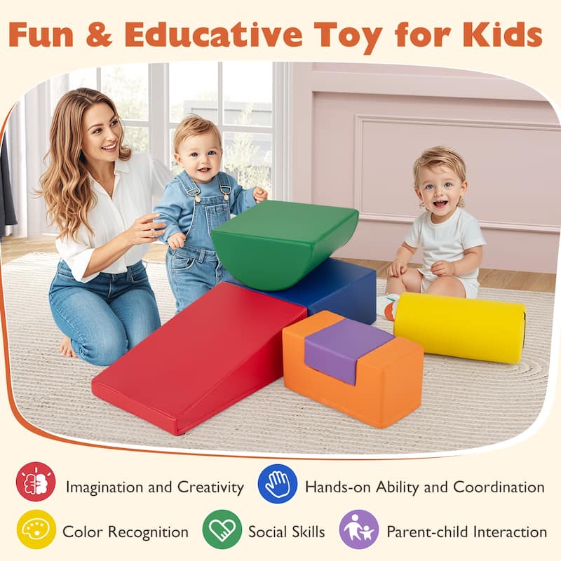 Gymax 6 PCS Kids Climber Play Set Indoor Foam Climb & Crawl Activity