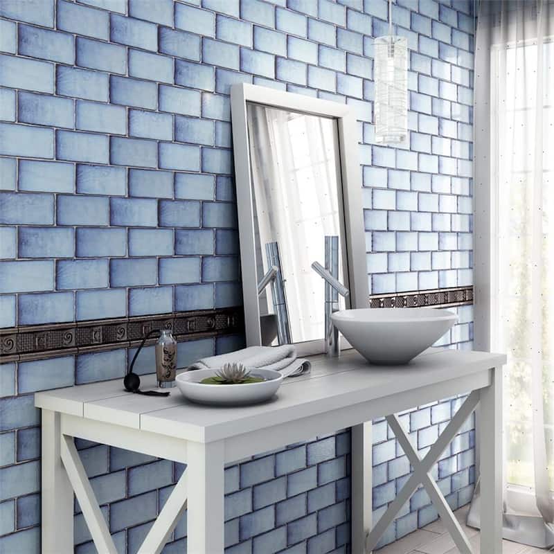 Merola Tile Antic Special Bullnose Via Lactea 3" x 6" Ceramic Wall Trim - (1 Tile)