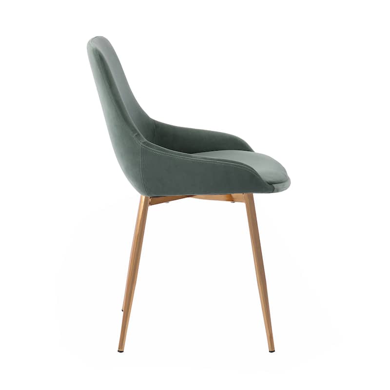 Modern Velvet Upholstered Dining Chair Accent Chair with Metal Legs