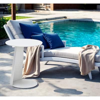 HomeRoots 16" White Aluminum Rounded Outdoor Side Table
