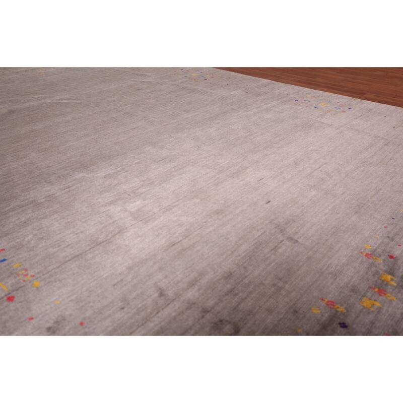 Gabbeh Oriental Area Rug Hand-Knotted Tribal Brown Wool Carpet - 7'8"x 9'9"