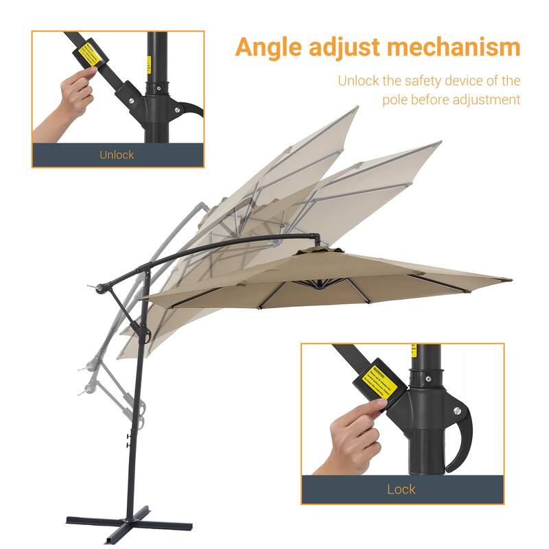 BONOSUKI 10ft Patio Offset Umbrella,w/Crossed Base Cantilever Umbrella