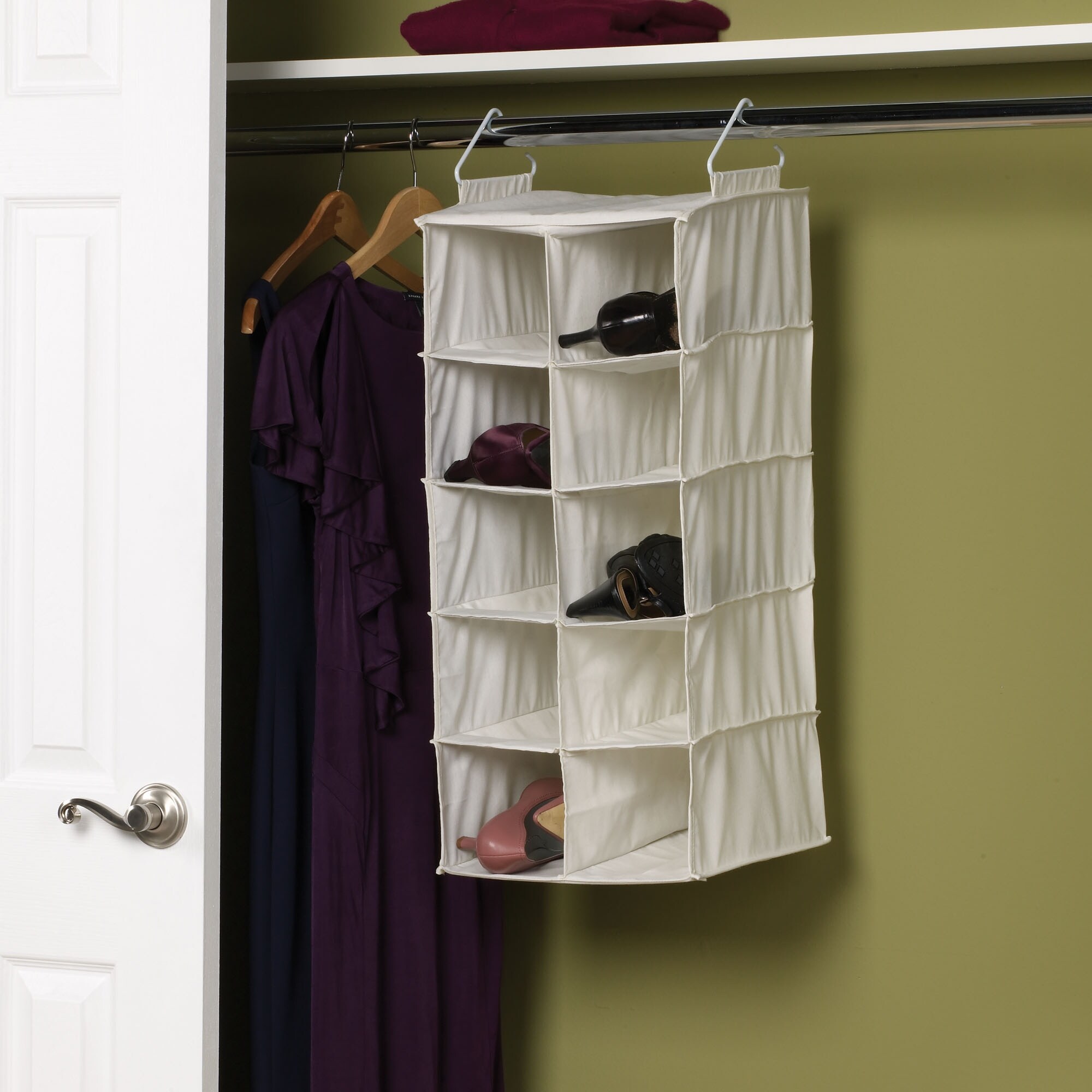 Shop Black Friday Deals On Household Essentials 10 Pocket Hanging Shoe Storage Organizer For Closets Natural Canvas 5 Tier Overstock 28566441