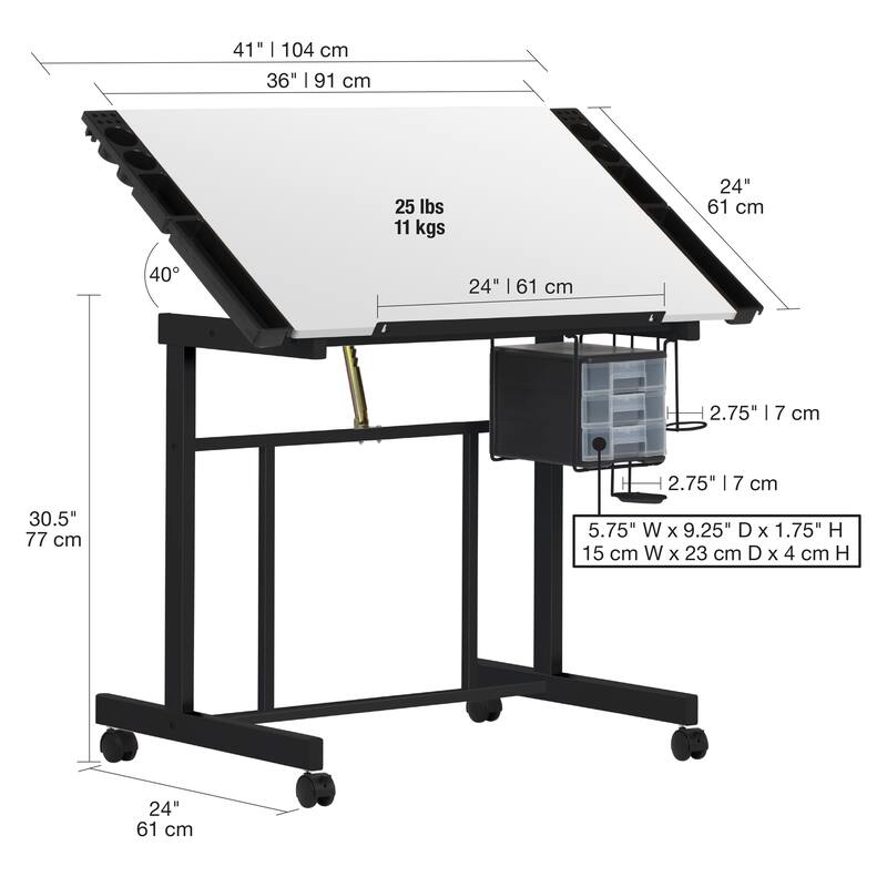 Studio Designs Deluxe Mobile Drawing and Craft Table with Storage