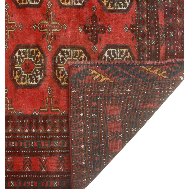 Vintage Distressed Damian Red/Burgundy Rug - 3'7" x 6'4"