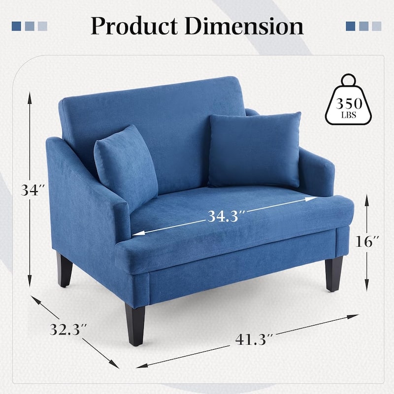Bezseller Modern Oversized Accent Chair, 33.5'' Wide Seat Upholstered Armchair with Wood Legs and 2 Pillows