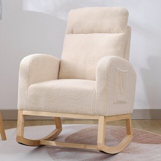 Modern Upholstered Rocking Chair with Solid Wood Legs Nursery Glider ...