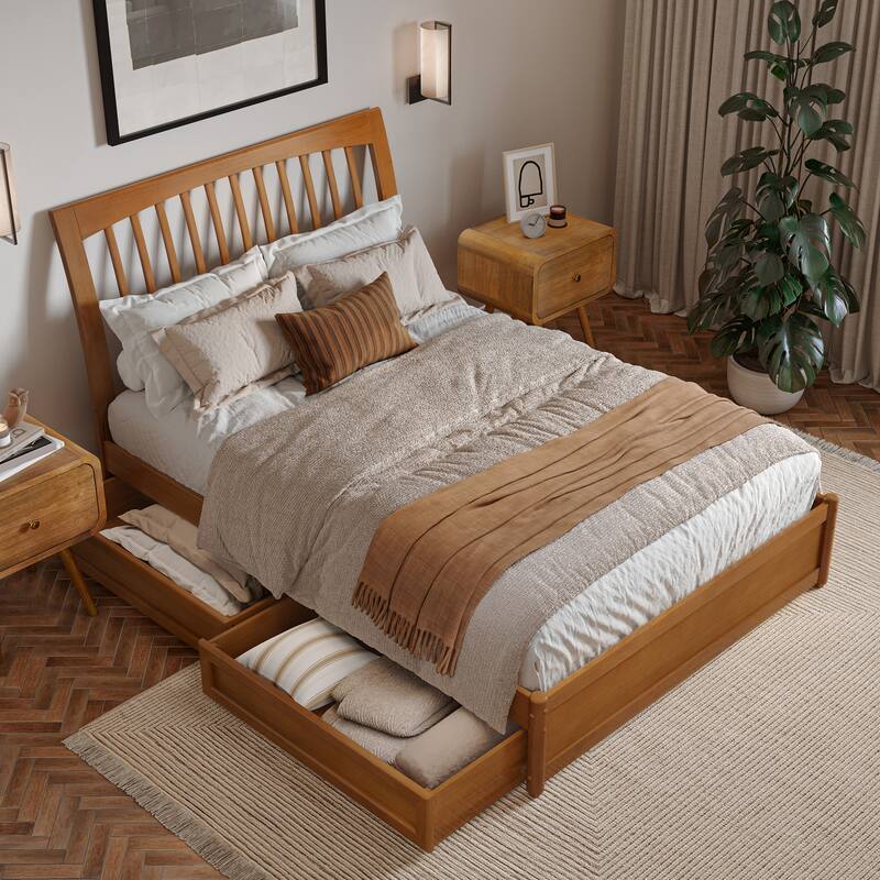 Roslyn Platform Bed with Panel Footboard and Storage Drawers