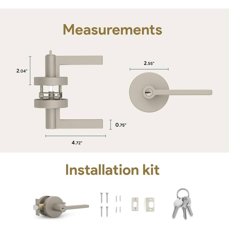 Mega Handles RALPH Entry Lever & Deadbolt Combo – Modern Stainless Steel Lock Set for Left/Right Doors, Square Rosette