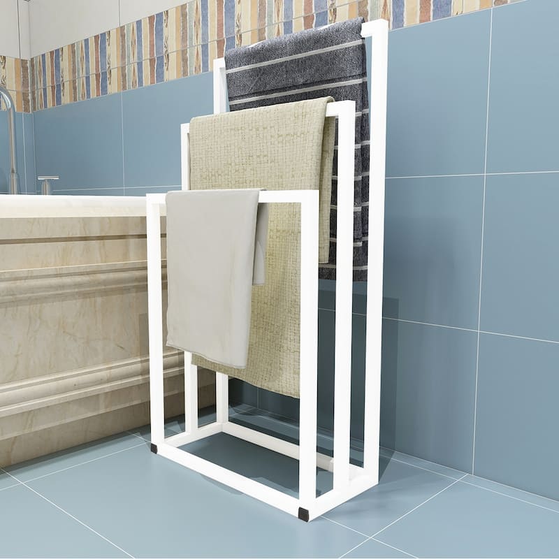3 Tiers Towel Rack Metal Freestanding for Bathroom Accessories,White