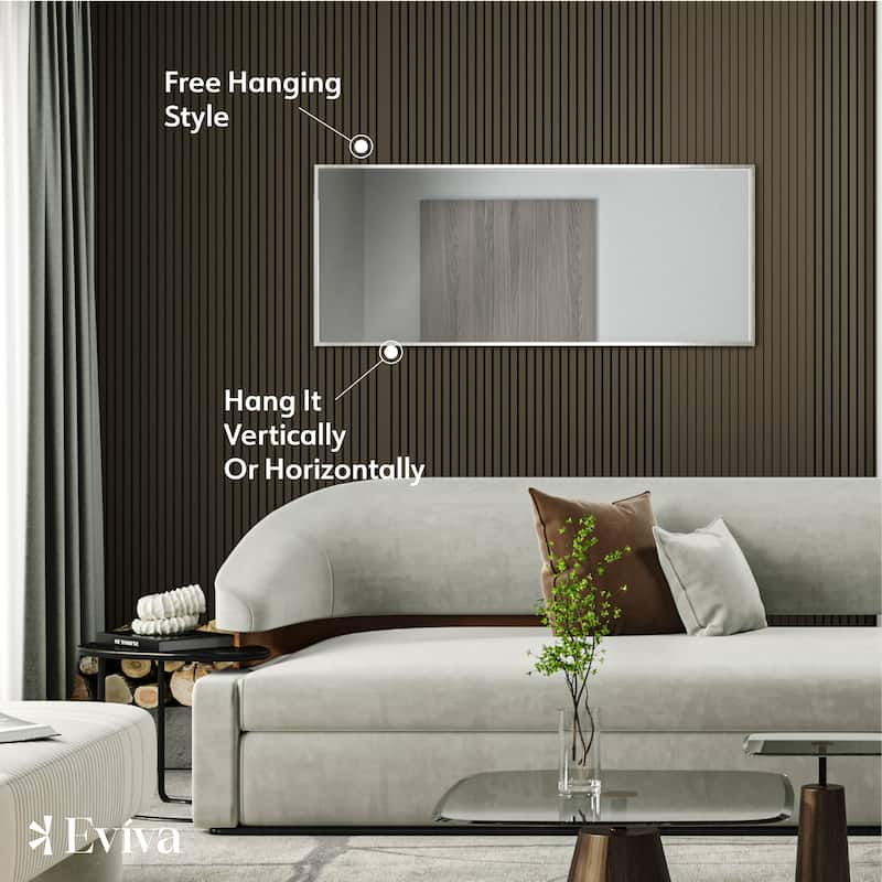 Eviva Sax 72" x 30" Rectangular Brushed Nickel Metal Framed Mirror - Brushed Nickel